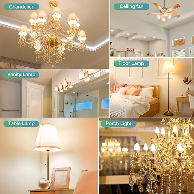 20 Pack LED Candelabra Light Bulbs 60W Equivalent, Chandelier Light Bulbs Soft White 2700K, E12 LED Bulb, Type B Light Bulb 5.5W, Candelabra Base, 120V, B11 Candle Light Bulb, Non-Dimmable