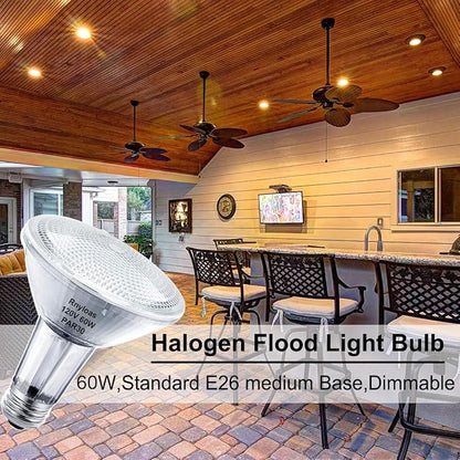 Par30 Long Neck Dimmable, 120V 60W Par30 Flood Light Bulbs 6PCS, Par30 Halogen Bulb Long Lasting, E26 Medium Base, Par30l Bulb Warm Light CRI100 for Recessed Lighting, Accent & Track Lighting