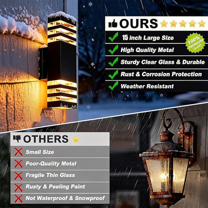 6Pack 15inch Outdoor LED Wall Lights,4000K Day White Outdoor 18W Wall Light Aluminum Body Waterproof IP65 led Porch Light for House Patio Garage Garden.(No Sensor)