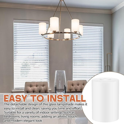 6 Pcs White Frosted Glass Shade Replacements for Pendant Light Fixtures Glass Lamp Shade Cover, 1-5/8 Inch Fitter E26 Base, 4"w x 6"h, Replacement Lamp Globe for Chandelier Wall Sconce