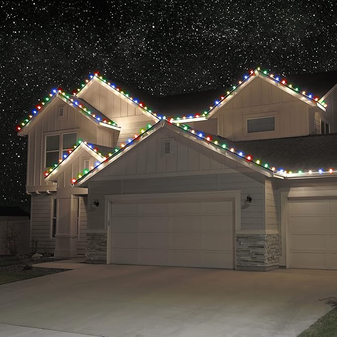 Holiday Lighting Outlet Faceted C7 Christmas Lights | Blue LED Light Bulbs Holiday Decoration | Warm Christmas Decor for Indoor & Outdoor Use | 2 SMD LEDs in Each Light Bulb | Set of 25