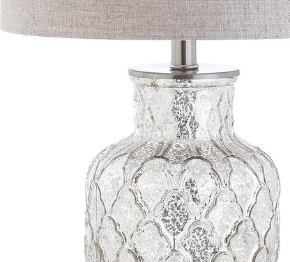 JONATHAN Y JYL1075A-SET2 Set of 2 Table Lamps Alvord 24.5" LED Glass Table Lamp Contemporary Bedside Desk Nightstand Lamp for Bedroom Living Room Office College Bookcase, Mercury Silver
