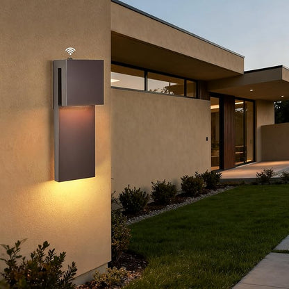 15IN Outdoor Wall Sconce Fixture,Dusk to Dawn Patio Lights,Waterproof Exterior Lamp,Modern Wall Mounted with 17W 3000K LED, Bronze Finish,Outside Lights for House Front Door Entryway