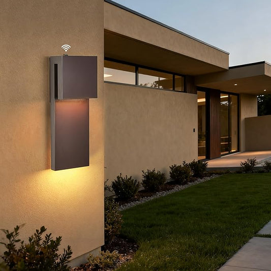 15IN Outdoor Wall Sconce Fixture,Dusk to Dawn Patio Lights,Waterproof Exterior Lamp,Modern Wall Mounted with 17W 3000K LED, Bronze Finish,Outside Lights for House Front Door Entryway