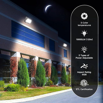 JTT LED Wall Pack Light 120W/96W/72W with Dusk to Dawn Photocell, 18000LM 6000K/5000K/4000K CCT IP65 Waterproof WallPack Lights Outdoor LED [Eqv. 800W HPS/HID] for Parking Lot,Warehouse,Yard