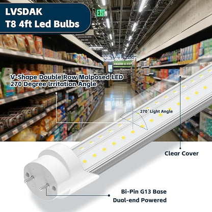 T8 Led Bulbs 4 Foot, 5000K 45W 5850LM 24-Pack, 4ft Ballast Bypass Led Bulbs Super Bright LED Daylight, Fluorescent Light Replacement, T8 4' Led Tube Shop Light for Workshop Garage Warehouse