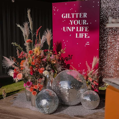 Yescom 20" Large Disco Ball Mirror Big Hanging Glass Decoration for 70s 80s Party Events Wedding DJ Dance Club Bar Stage Lighting Business Holiday Home Decor Silver