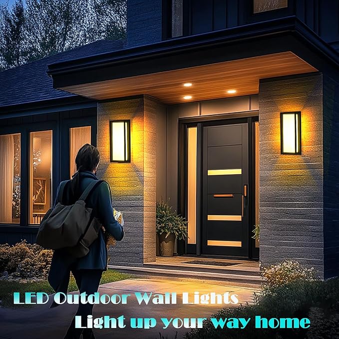Dimmable Modern Outdoor Wall Light Fixtures, 1400LM Waterproof Porch Lights Outdoor Wall Sconce, 2700K-5000K 5 Color Temperature Exterior Lighting Fixtures for House