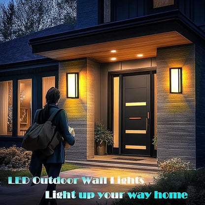 Dimmable Modern Outdoor Wall Light Fixtures, 1400LM Waterproof Porch Lights Outdoor Wall Sconce, 2700K-5000K 5 Color Temperature Exterior Lighting Fixtures for House