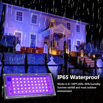 50W Black Lights, Blacklight Flood Light with Plug and Switch,for Glow Party, Halloween, Fluorescent Poster, Stage Lighting, Body Paint
