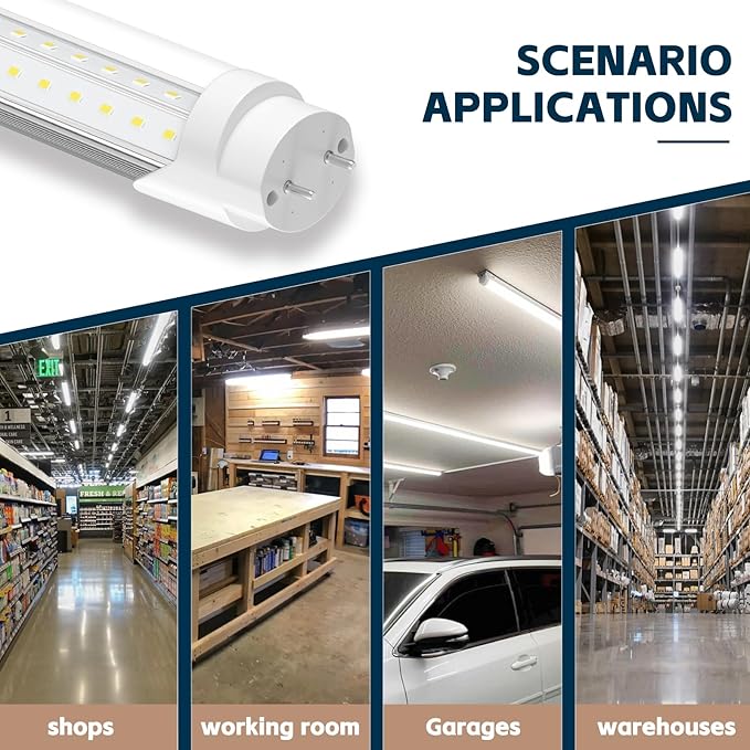 T8 Led Bulbs 4 Foot, 5000K 45W 5850LM 24-Pack, 4ft Ballast Bypass Led Bulbs Super Bright LED Daylight, Fluorescent Light Replacement, T8 4' Led Tube Shop Light for Workshop Garage Warehouse