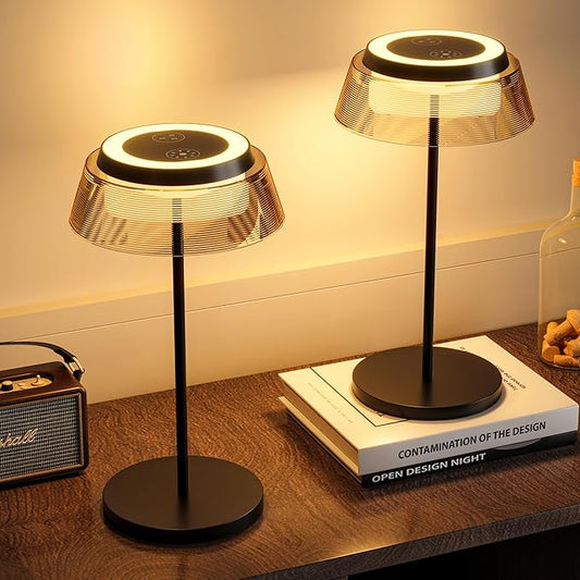 Table Lamp Set of 2 Rechargeable Cordless Desk Lamp 5500mAh Battery Operated Waterproof Portable USBC LED Nightstand Lamp 3 Color Dimmable Touch Night Light for Bedroom Restaurant Party Outdoor