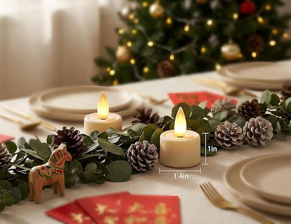 Rechargeable Flameless Tealights Candle with Remote Timer, 3D Moving Flame Led Tealight Candles (Includes Remote Control, Charging Base, and USB Cable) (Ivory, 1.4in)