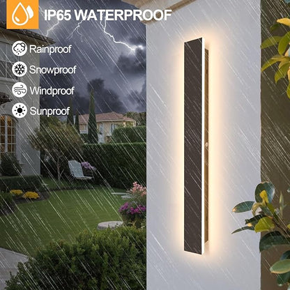 2Pack Modern Outdoor Wall Lights 31.5" Black Porch Wall Light 3000K Anti Rust Exterior Wall Sconces Long LED Linear Exterior Lighting Fixtures for Living Room Garage Swimming Pools