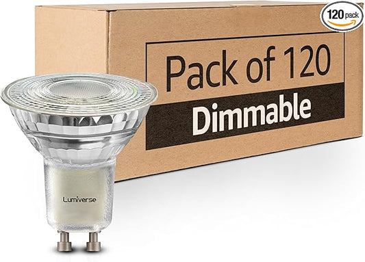 Lumiverse 120 Pack GU10 LED Bulbs, Dimmable, 5000K Daylight White, 5.5W 500lm [50W Equivalent], Par16 Led Bulbs for Track Lighting, 40° Beam Angle, ampoule led, UL Listed