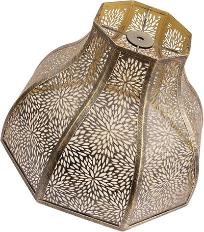 Metal Bronze and Gold lamp shades for floor lamps for bedroom or living room, 8-petal lotus lamp shape drum lamp shades, corner floor fan lamp with spider fitter (5.32" top x 13" bottom x 9.5" high)