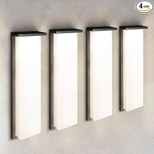 ASD LED 24" Outdoor Wall Light, Front Door House Sconce | 3CCT, Dimmable, Waterproof, ETL Listed | 30W 2600LM 3000-5000K 100-277V | Exterior Patio Lighting Fixture, Porch Lamp | Black, 4 Pack