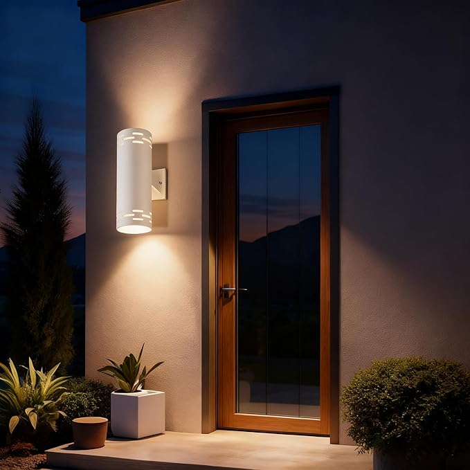 Modern Outdoor Wall Lights,Stainless Steel, 23W 3000K Integrated LED Cylinder Up Down Wall Sconce Porch Lighting IP65 Waterproof Patio Wall Light Fixture for House Porch Entryway