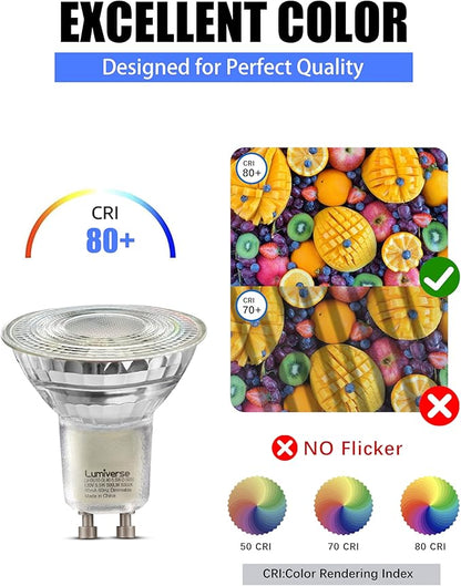 Lumiverse 120 Pack GU10 LED Bulb, Non-dimmable 4W (35W Equivalent) 100 Degree Flood Beam 5000K Daylight White, Halogen Replacement for Kitchen, Living Room, Bedroom