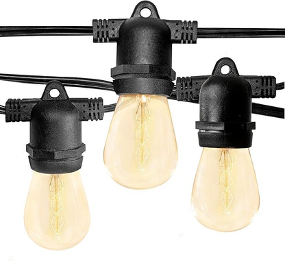 Hometown Evolution, Inc. E26 Commercial String Lights with 16 Gauge Wire (50 Foot 25 Socket, S14 Zig Zag Edison 11 Watt Bulbs)