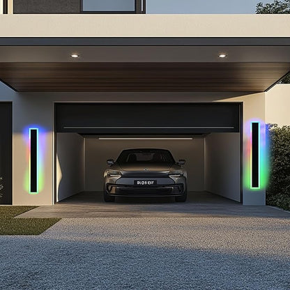 BONLICHT Modern Outdoor RGB Wall Light 1 Pack 40 In Dimmable Contemporary Long Outside LED Garage Sconce Wall Mount Linear Exterior Light Fixtures for Front Door and Entrance (Remote Control Included)