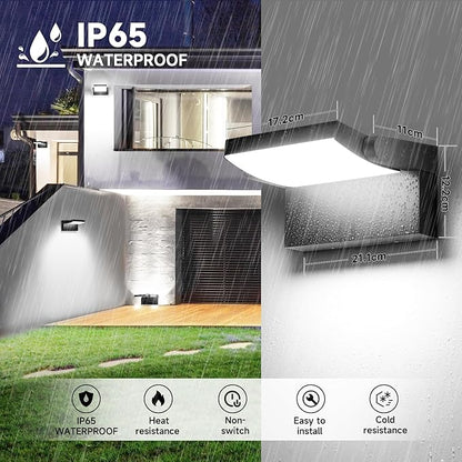 Outdoor Wall Sconces 350 ° Adjustable Black Wall Lights 6000K Modern Security Commercial Exterior Wall Mount Fixture Waterproof 3 Pack
