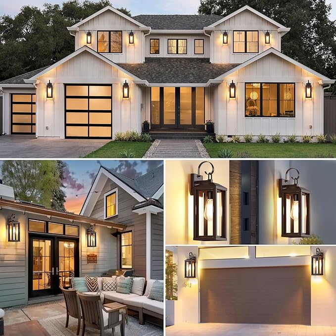 17" Brown Large Exterior Lighting Fixtures 2Pack, Waterproof Outdoor Wall Porch Lights Sconces Wall Mount, Coach Lights for Garage Carriage Lights Exterior for House