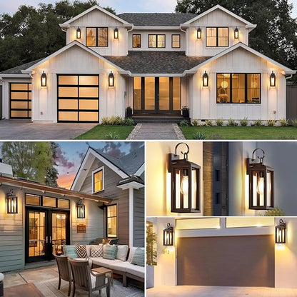 17" Brown Large Exterior Lighting Fixtures 2Pack, Waterproof Outdoor Wall Porch Lights Sconces Wall Mount, Coach Lights for Garage Carriage Lights Exterior for House