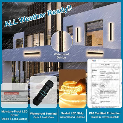 31.5inch Black Modern Outdoor Wall Light, Long Outdoor Sconce Lights, IP65 Waterproof Wall Mounted Light, 3000k Linear Modern Outside Lights for House, Garage, Front Door, Exterior 24W