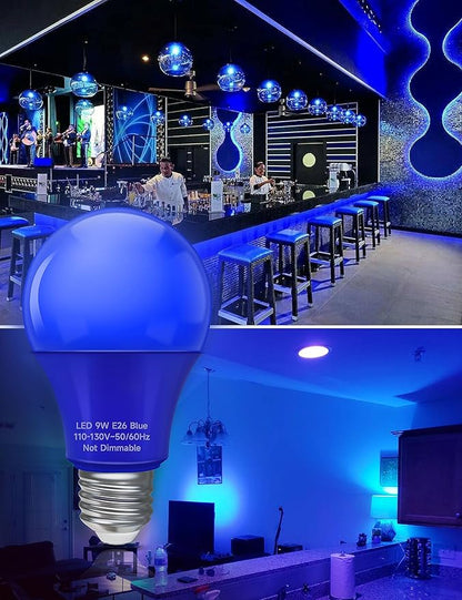 UNILAMP LED Blue Light Bulbs, E26 LED Bulb Blue Lights for Christmas, 9W Equivalent 60W, Blue Colored Light Bulbs for Outdoor Porch, Party Decoration, Holiday Home Lighting, Halloween, 4 Pack
