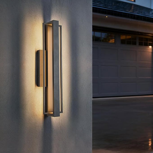 23-inch Modern Large Outdoor Waterproof LED Wall Light,Concealed Lighting Design,IP65 25W 3000K, ADA Compliant,Outdoor Lantern Lights for Porch,Patio,Living Room,Garage,Commercial Plaza