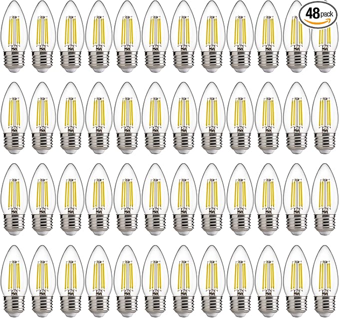 FLSNT B11 E26 LED Chandelier Light Bulbs, 60W Equivalent, 5000K Daylight Dimmable LED Candelabra Bulbs, 550LM, 48Pack UL,CA65 Listed.