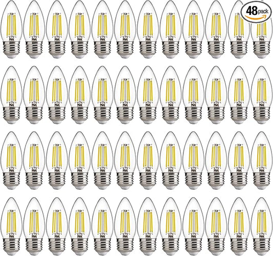 FLSNT B11 E26 LED Chandelier Light Bulbs, 60W Equivalent, 5000K Daylight Dimmable LED Candelabra Bulbs, 550LM, 48Pack UL,CA65 Listed.