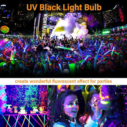 TAIYALOO LED Black Light Bulbs,Halloween 12W A19 UV Blacklight,100 Watt Equivalent,UVA Level 385-400nm Wavelength,Glow in The Dark for Glow in Dark,Body Paint Fluorescent Poster Glow Party,2 Pack