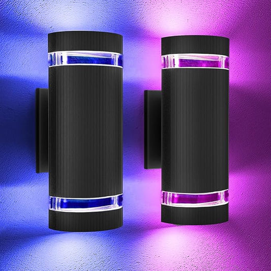 Up and Down Outdoor Wall Lights- Outdoor Lighting Fixtures,RGB Color Changing, App & Voice Control, ETL Listed, Front Door Light Fixture 6500K, Smart Exterior Lights for House, Porch, Garage