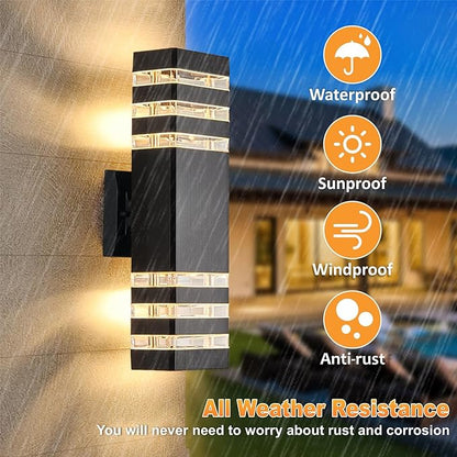 DASTOR 2 Pack Outdoor Wall Lights, Modern Outdoor Light Fixture Wall Mount Outside Lights for House, Waterproof Aluminum Up and Down Exterior Lights for Porch Patio Garage
