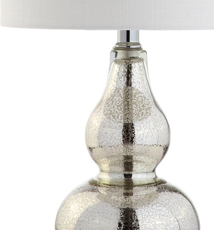 JONATHAN Y JYL1028C Anya 20.5" Mini Glass LED Table Lamp, Transitional, Glam, Midcentury, Modern, Elegant, Office & Living Room, Silver
