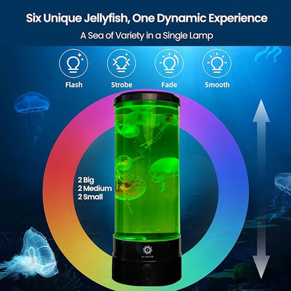 Jellyfish Lamp 6 Realistic Artificial Jellyfish – Soothing Color-Changing Light for Bedroom Decor Relaxing Night Light Aquarium Lamp (Battery not Included)