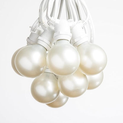 Hometown Evolution, Inc. 100 Foot C9 Commercial Exterior Globe String Lights with 80 G50 2 Inch White Satin Bulbs (White Wire) for Weatherproof Heavy Duty Vintage Outside Lighting