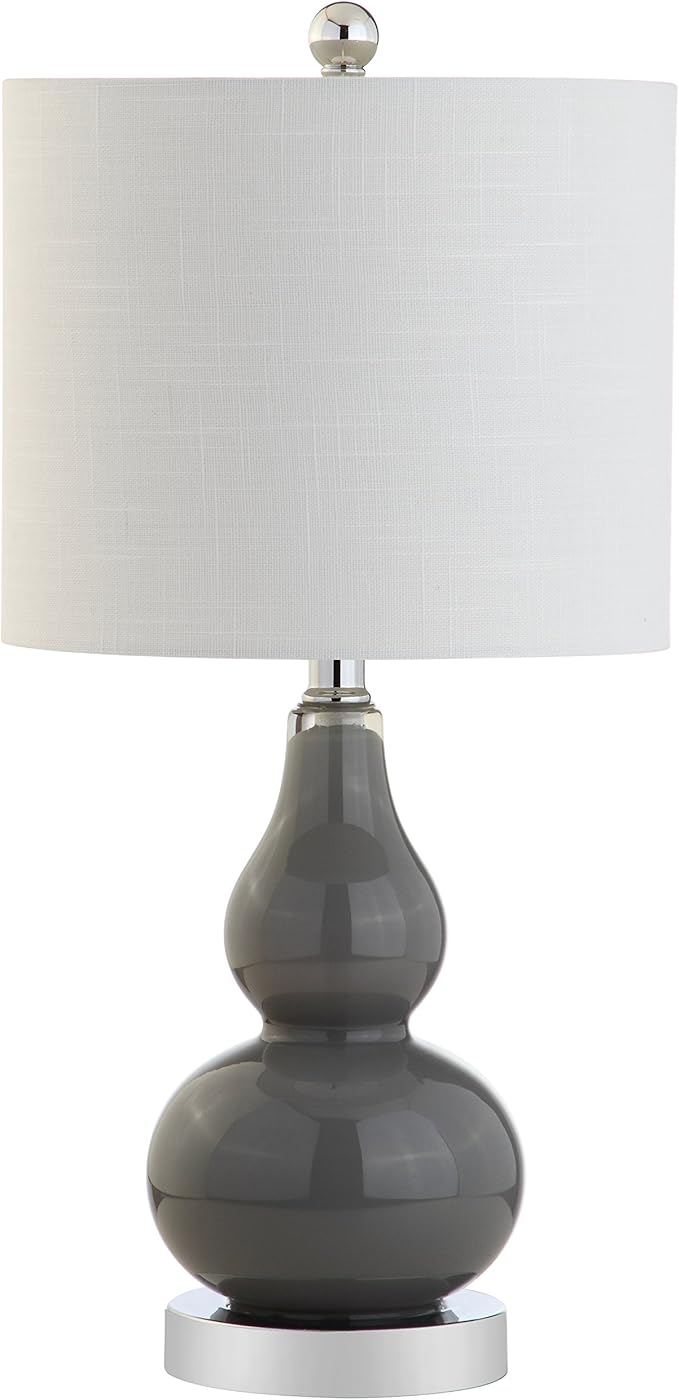 JONATHAN Y JYL1028A Anya 20.5" Mini Glass LED Table Lamp, Transitional, Glam, Midcentury, Modern, Elegant, Office, Living Room, Family Room, Dining Room, Bedroom, Hallway, Foyer, Gray