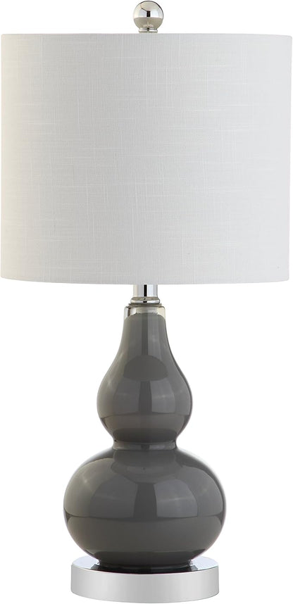 JONATHAN Y JYL1028A Anya 20.5" Mini Glass LED Table Lamp, Transitional, Glam, Midcentury, Modern, Elegant, Office, Living Room, Family Room, Dining Room, Bedroom, Hallway, Foyer, Gray