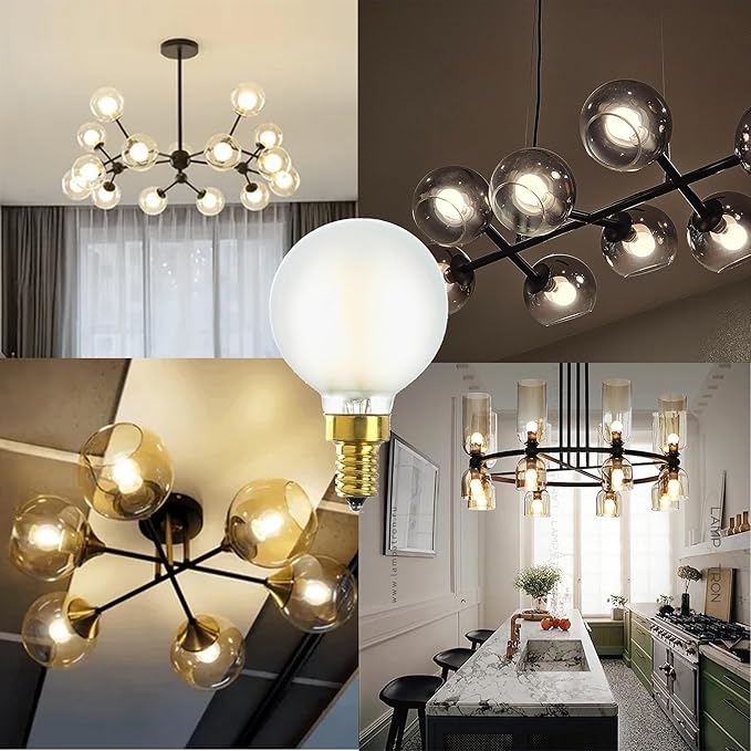 E12 LED Bulb Dimmable 4W Equal Warm White 2700K G16.5 Frosted Candelabra Bulb 40 watt for Chandeliers,Ceiling Fan,Pendant,Wall sconces AC120V 400LM CRI 95 Light Bulb 6Pack