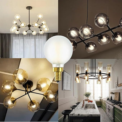 E12 Led G16.5 Bulb 4W,Dimmable E12 Candelabra Bulb 40 Watt,Soft White 3000K,Frosted Glass,Type G Bulbs for Chandelier,Vanity Light Bulbs,400lm,6 Pack
