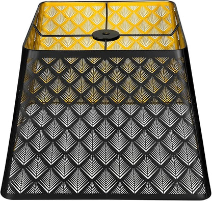 Medium Square Lamp Shades, ALUCSET Metal Lampshade with Pattern of Arrows for Table Lamp and Floor Light, 9 x 12 x 8.8 Inch, Spider (Black/Gold)