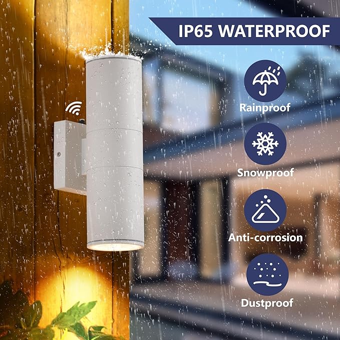 Dusk to Dawn Outdoor Lighting Sensor Wall Lights 2Pack, 12W 2700K Integrated LED Cylinder Up Down Lights Outdoor, IP65 Waterproof Aluminum Exterior Wall Sconce for Porch Patio.