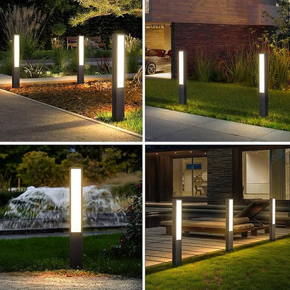 Modern Landscape Path Light,40 Inch Aluminum Pathway Bollard Lights Outdoor High Voltage Wired Garden Floor Lamp IP65 Waterproof LED 3000K Luxury Lighting for Patio Walkway Driveway Yard Decoration