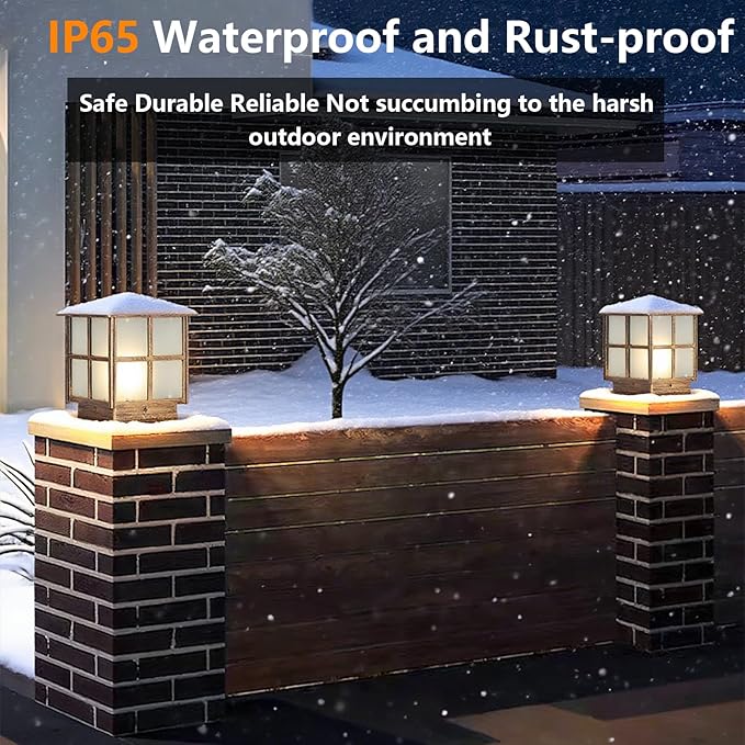 SLAWA Outdoor Post Lights Fixture, Modern Yard Entry Outdoor Column Lights with Aluminum Housing, Patio Pillar Lights Outdoor with Tempered Glass, IP65 Waterproof
