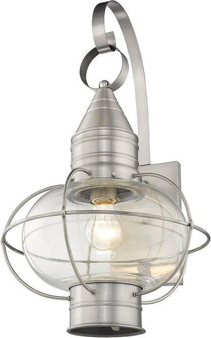 Livex 26904-91 Transitional One Light Outdoor Wall Lantern from Newburyport Collection in Pwt, Nckl, B/S, Slvr. Finish, Brushed Nickel
