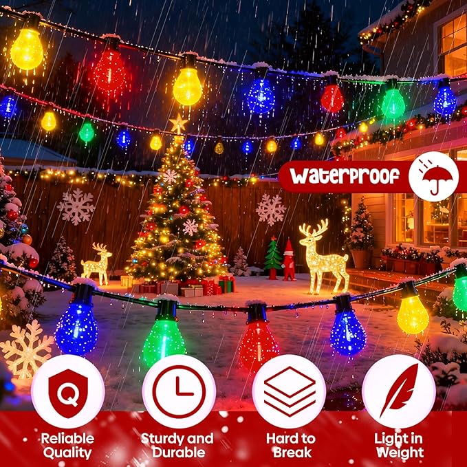 Mudder 60 Pack Light Bulbs 1w Replacement LED Light Bulbs S14 Shatterproof Waterproof String Lights Outdoor Indoor LED Lights Patio Bulb, E26 110v Regular Base(Multicolor,60 Pack)