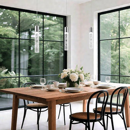 Pendant Lights Kitchen Island, 6500K Modern Kitchen Island Lights Brushed Nickel, 3 Pack Ceiling Lighting Fixtures with Crystal Bubble, Integrated LED Hanging Light for Dining Room Restaurant